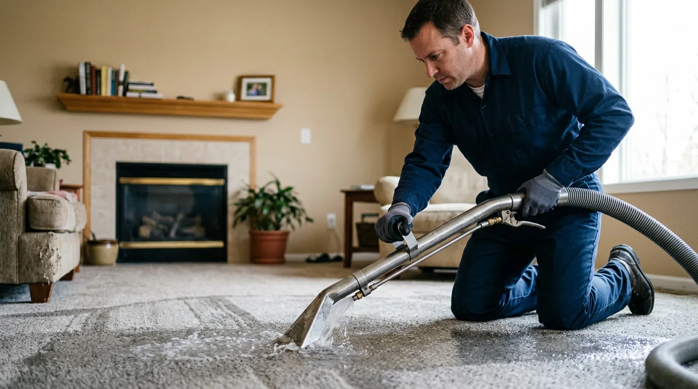 Water damage restoration technician working near Marietta, GA